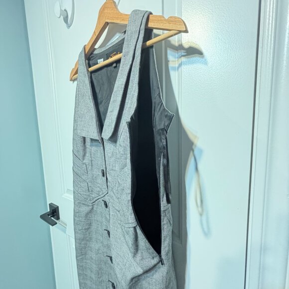 Ben Sherman Sleeveless Buttoned Grey Plaid Midi Dress - Women's Size Small - Picture 12 of 16